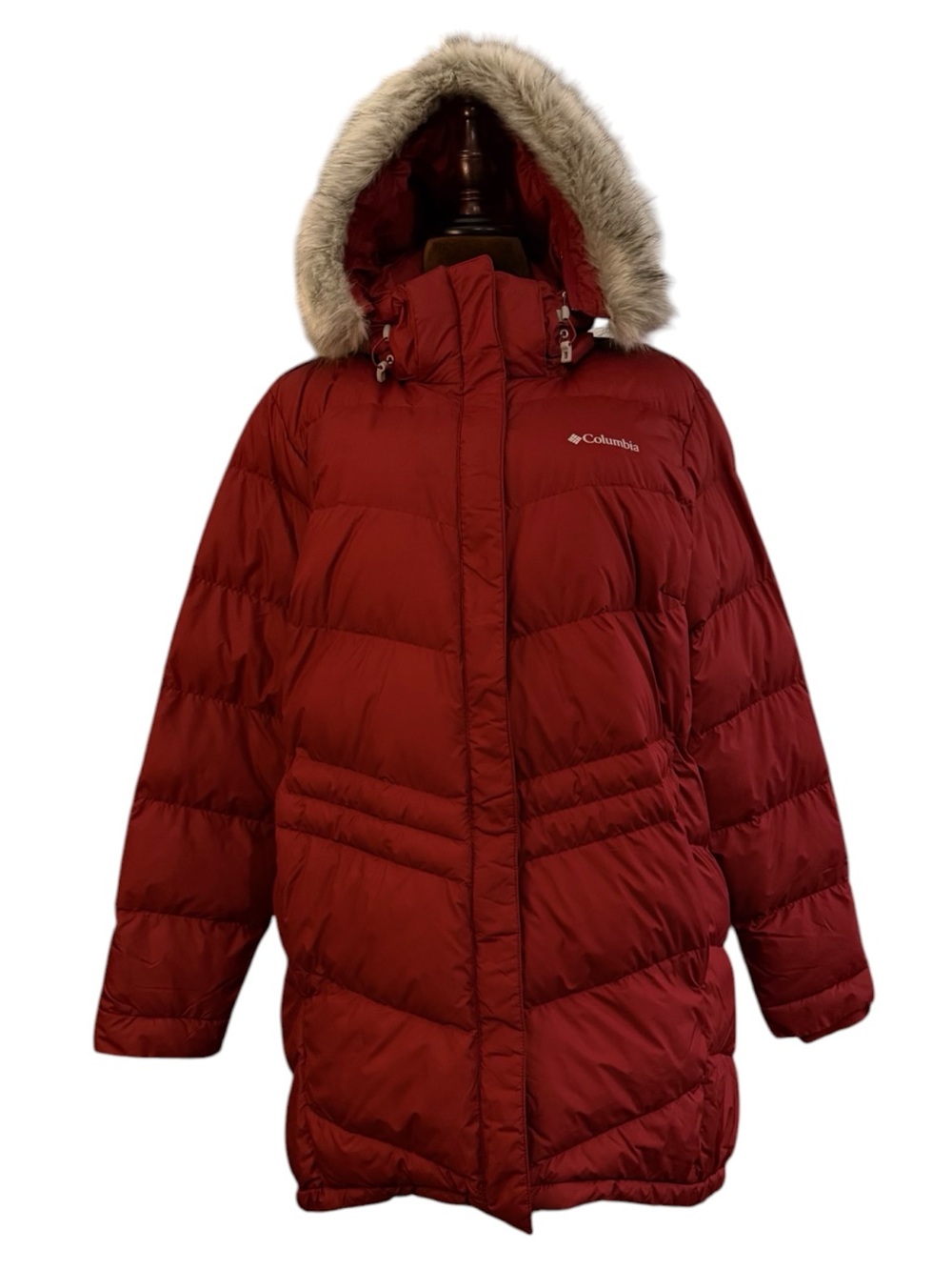 Columbia Women's Red Size XL Peak to Park Mid Insulated Faux Fur Hood Jacket